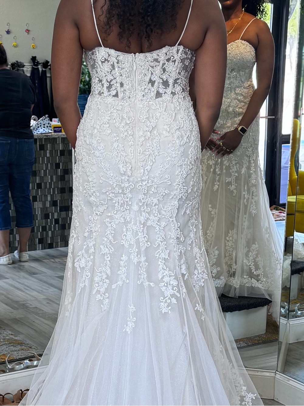 Tulle and Beaded Lace Mermaid Wedding Dress - Picture 12 of 12